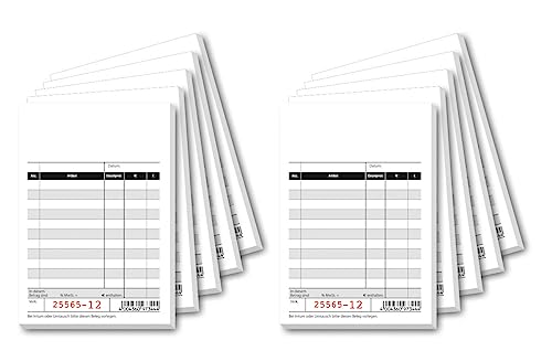 SIGEL KC620/10 Kassenblock mit Additionsblatt, 10x16,5 cm, 10 Stück á 2x50 Blatt, mit fortlaufender Nummierung auf Original und Kopie, aus Recyclingpapier von Sigel