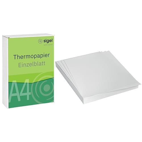 SIGEL TP411 Einzelblatt Thermopapier DIN A4, 76 g, 250 Blatt, Premium - 12 Jahre archivierbar, für alle tragbaren Brother Drucker der PJ-Serie von Sigel