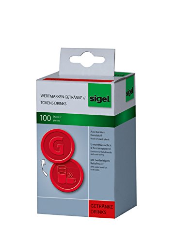 SIGEL WM006 Wertmarken Chips / Pfandmarken Getränke, rot, 100 Stück von Sigel