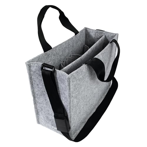 Sigel BA408 Desk Sharing Bag Classic, Organizer für mobiles Arbeiten, absolut sicherer Stand: für Laptop und Unterlagen, Synthetischer Filz, hellgrau, Medium 36 x Sigel 15 x 28 cm von Sigel