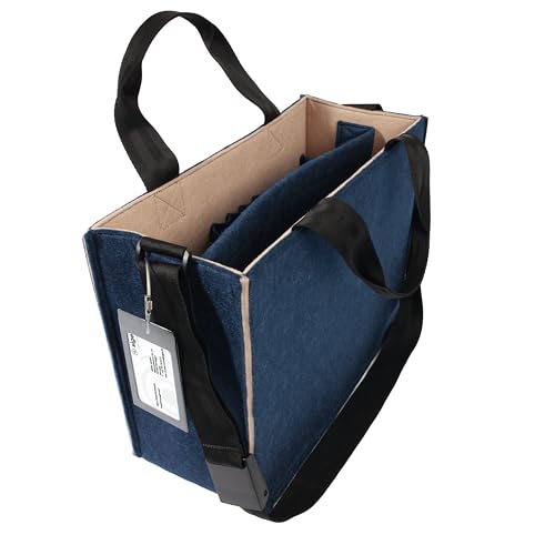 Sigel BA420 Desk Sharing Bag Classic, Organizer für mobiles Arbeiten, absolut sicherer Stand: für Laptop und Unterlagen, Synthetischer Filz, blau-beige, Medium 36 x 15 x 28 cm von Sigel