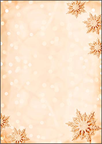 Sigel DP234 Briefpapier Weihnachten A4 mit goldenen Schneeflocken, 90g, 100 Blatt "Golden Snowflakes", Weihnachtsbriefpapier aus nachhaltigem Papier von Sigel