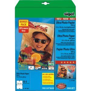 Sigel Fotopapier Everyday Plus 13x18cm 260g/qm Glossy VE=18 Blatt von Sigel