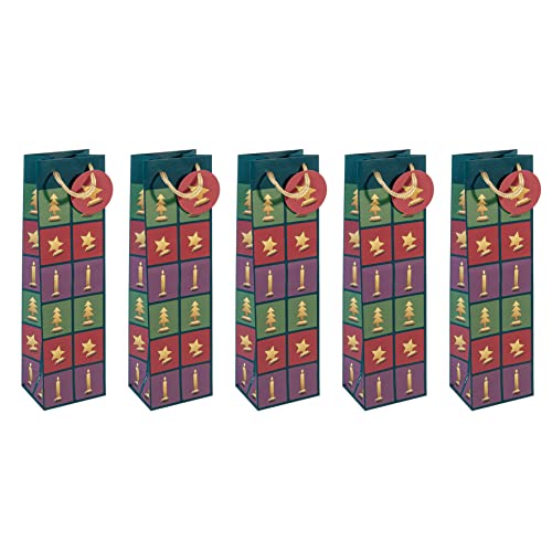 Sigel GT048/5 Flaschen-Geschenktüten aus Papier, 5er Set, 35 x 10 cm, grün, rot, violett, "Cut-out style", Papier-Geschenktaschen Weihnachten Sigel GT048/5 Flaschen-Geschenktüten aus Papier, 5er Set, 35 x 10 cm, grün, rot, violett, "Cut-out style", Papier-Geschenktaschen Weihnachten von Sigel