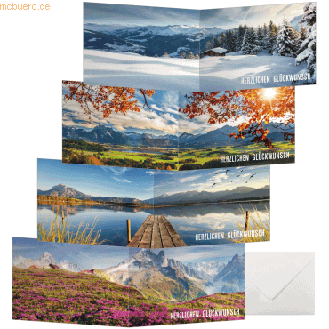 Sigel Glückwunschkarte Set A6 12+12 Stück Mountain landscapes by seaso Sigel Glückwunschkarte Set A6 12+12 Stück Mountain landscapes by seaso von Sigel