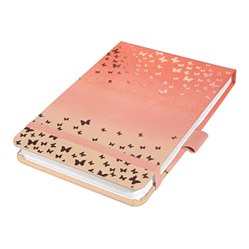 SIGEL JN346 Notizblock Jolie, Butterfly Confetti Peach, A6+, Dot-Lineatur, Hardcover, 79 Blatt, aus nachhaltigem Papier von Sigel