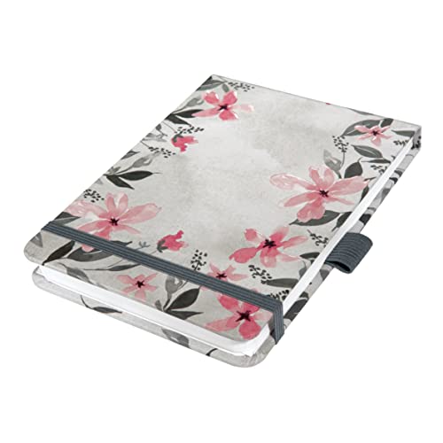 SIGEL JN398 Notizblock A6+, Dot Lineatur, Jolie Loose Florals Grey, Hardcover, 79 Blatt, aus nachhaltigem Papier von Sigel