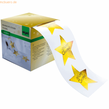 Sigel Weihnachts-Sticker Christmas Stars 47x47mm Rolle mit 200 Stück von Sigel