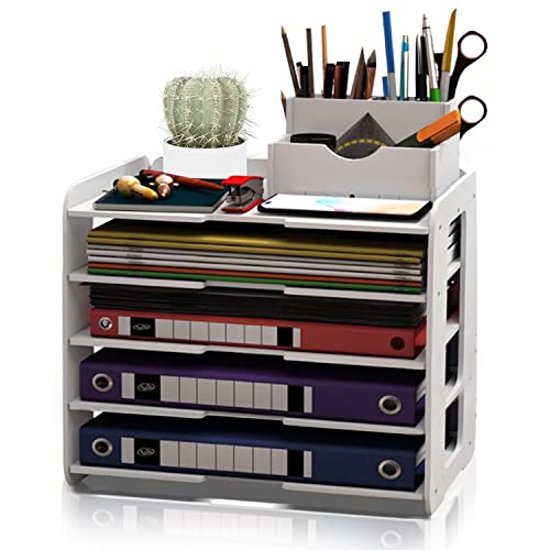 Schreibtisch Organizer,Ablagefächer Stapelbar Briefablage A4,Büro Organizer,Schreibtischorganizer Organizer Büro für Büro Dokumentenablage,Zuhause,Schule(5 Ebenen) von Sightday