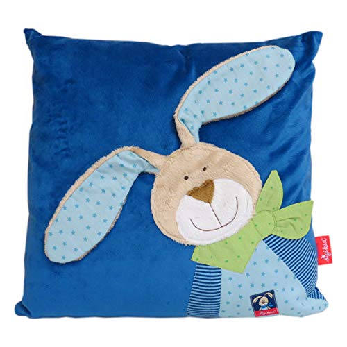 Sigikid Kinder-Kissen Wombel Bombel Hase blau 40 cm x 40 cm inklusive Füllung Plüschkissen in samtiger Optik von Sigikid