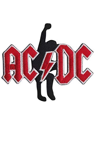 SigitasTrading Ac Dc ACDC with Guitar Red Silver Aufnäher Besticktes Patch zum Aufbügeln Applique von SigitasTrading