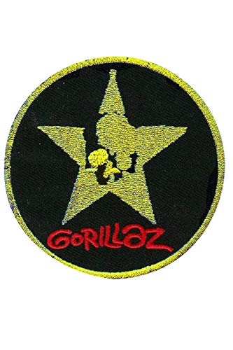 SigitasTrading Gorillaz Virtual Band Neon Green Aufnäher Besticktes Patch zum Aufbügeln Applique von SigitasTrading