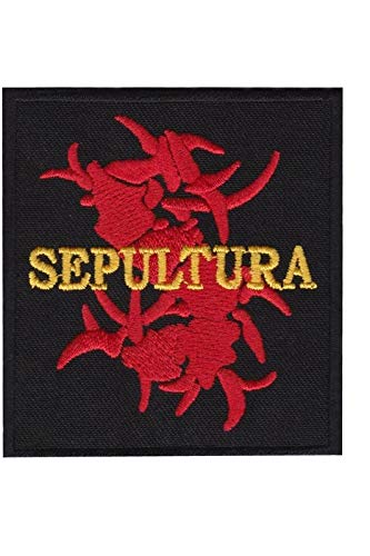 SigitasTrading Sepultura Red Yellow Metal Band Aufnäher Besticktes Patch zum Aufbügeln Applique von SigitasTrading