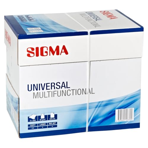 SIGMA DIN A4 Kopierpapier Universal, 80 g/m², 1 Karton, 5 Packungen, 2500 Blatt, weiß von Sigma