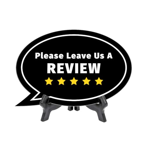 Tischschild mit Acryl-Staffelei "Please Leave Us A Review", oval, 15,2 x 10,2 cm von Signs ByLITA