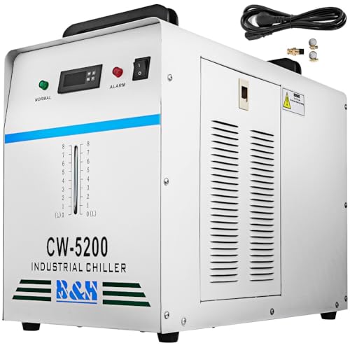 Industrieller Wasserkühler 6L CW-5200DG CO2 Laser Rohrkühler Wasserkühler Wasserkühlung Water Chiller zum Kühlen von CO2 Glaslaserröhre 1400W 220 V für CO2 Laser Graviermaschine 10 L/Min(CW5200DG) von Sihao