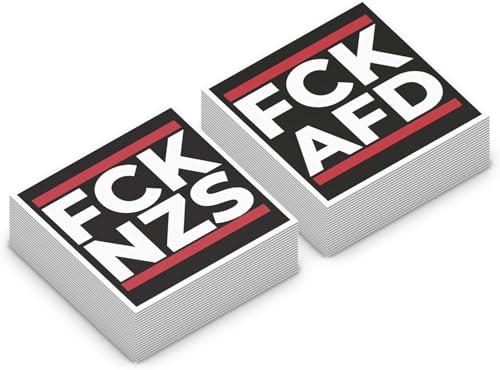 50x FCK AFD & FCK NZS Aufkleber - Sticker - Set mit jeweils 25 Stickern - 5,2cm x 5,2cm - fck afd sticker fck nzs sticker aufkleber links - von Sikida