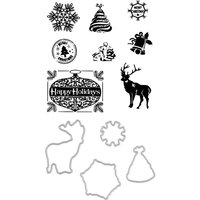 Stanzformen- und Stempel-Set „Happy Holidays“ von FINDit