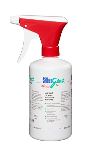 Silbergleit Blanco flüssiges Holzgleitmittel Spray, 500 ml Flasche inkl. Sprühkopf, speziell für helle Hölzer an Hobelmaschinen von Silbergleit