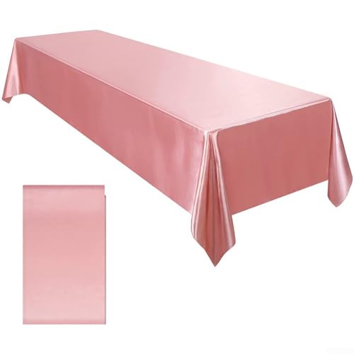 Satin-Tischdecke, 145 x 260 cm, reduziert Rutschen und Lärm, Kratz- und Auslaufschutz, für Hochzeiten und Partys (Rosa) von Sileduove