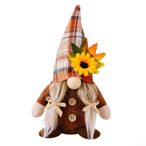 Traditionelle Zwergpuppe ohne Gesicht mit Sonnenblume, perfekt für Thanksgiving Dekor (B) von Sileduove