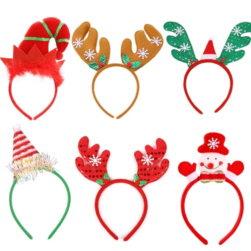 Silent-Qiaoyou Weihnachten Stirnband, Weihnachtsmütze Kopfschmuck für Kinder Erwachsene, Weihnachten Rentier Kostüm Stirnbänder, Weihnachtsmütze Haarreif Stirnband, für Weihnachtsfeier Kostüm Party von Silent-Qiaoyou