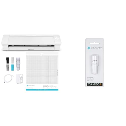 Silhouette America SILH-CAMEO-4-PLUS-5T SILHOUETTE CAMEO 4 PLUS Schneideplotter, Weiß, 38cm Arbeitsbreite & AUTOBLADE, nur zur Verwendung mit Cameo 4, Einheitsgröße von Silhouette America