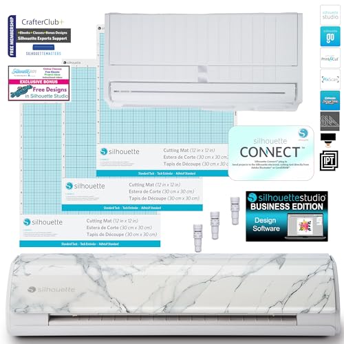 Silhouette Cameo 5 Business Bundle - 3 Schneidematten, 3 Autoklingen, Silhouette Studio Business Edition Software mit Connect-Plug-in und Roll-Feeder (Bianca Carrera) von Silhouette