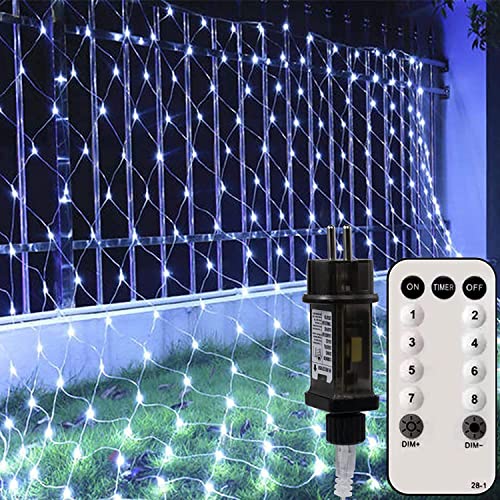 Silingsan LED Lichternetz, 200 LED Lichterkette Netz 3 x 2 m mit Fernbedienung Timer 8 Modi Wasserdicht Energetisch, Dimmbar für Hausgarten Terrasse DIY Weihnachtsfeier Halloween Kaltweiß von Silingsan