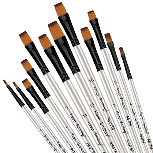 Pinsel 12-teiliges Set, Profi Feinspitze Pinselset Rundspitze Nylonhaar Künstler Acrylpinsel für Acryl Aquarell Ölgemälde (runden) (eben) von Silithus