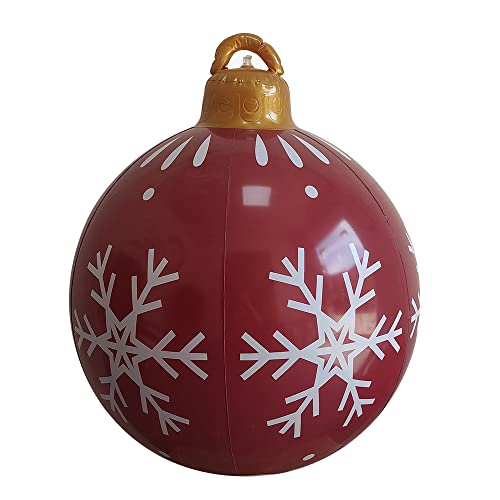 SILKROADSUPPLY Großer aufblasbarer PVC-Weihnachtsballon – wasserdichte Outdoor-Verzierung für die Gartendekoration, ideal für Hochzeitsfeiern und Neujahrsfeiern (Burgunder Schneeflocke) von SilkRoadSupply