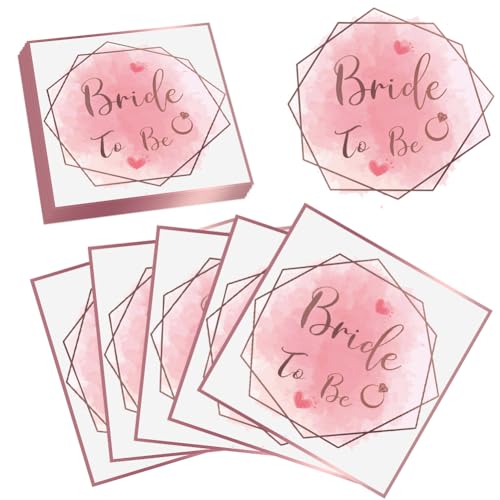 40 Stück JGA Servietten - Servietten Hochzeit Rosa - Servietten Bride to Be - Team Braut Partyservietten für Frauen Party Deko, Tischdeko - Einweg Servietten für Hochzeit Verlobung, 33 x 33 cm von Silkwish