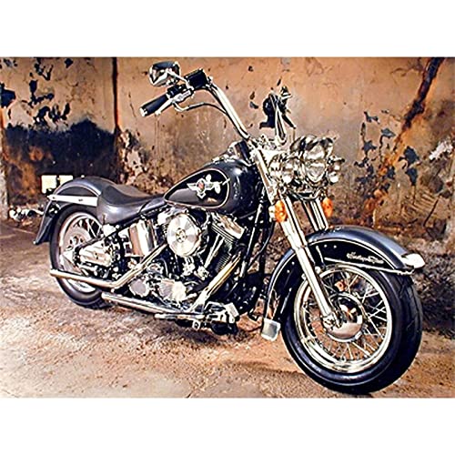 5D Diamant Malerei Erwachsene Kinder Set Altmodisches Motorrad Diamant Painting Bilder Strass Stickerei Kreuz Stich Art Wohnzimmer Schlafzimmer Büro Wand Und Eingang Dekoration 50x70cm/20x28inch Round von SilkyShy