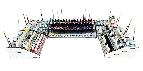 Silu- Farbständer für Vallejo-Farben, Acryl-Farbtopf und Pinsel Organizer Pack für Werkbank, Miniaturenmalerei, Modellbau, Warhammer, Warhammer, etc. von Silu