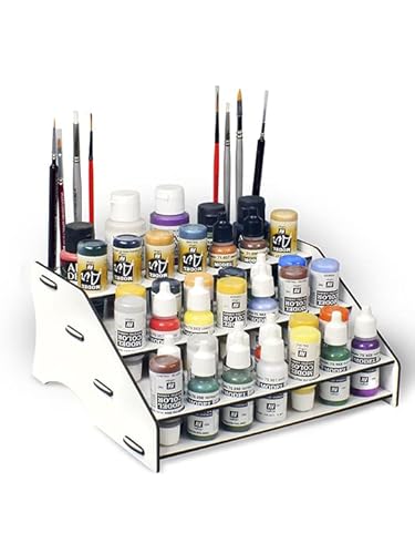Silu- Vallejo Paints Organizer, Paint Station für Acrylfarben, Pinsel und Werkzeuge für Werkbank, Miniaturenmalerei, Modellbau, Warhammer. Farben NICHT enthalten von Silu