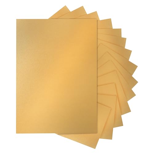 Silunkia 120 Blatt schimmernder goldfarbener Karton, 250 g/m², 250 g/m², für Geburtstagsdekorationen, DIY-Karten, Grußkarten, Hochzeitseinladungen, Schulbasteln von Silunkia