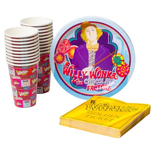 Silver Buffalo Golden Ticket Willy Wonka and the Chocolate Factory Themenparty-Set, 60-teilig von Silver Buffalo