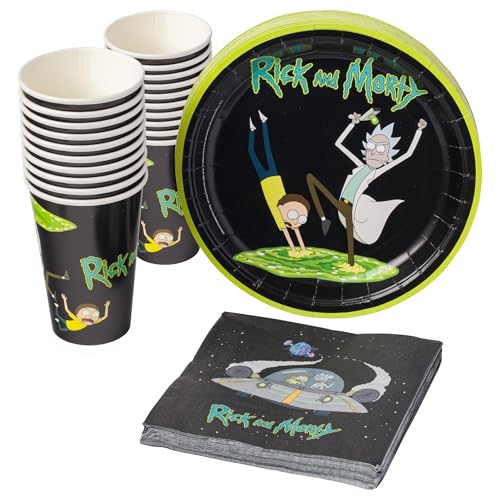 Silver Buffalo Rick and Morty in The Portal Pappteller Becher Servietten Party Pack Set 60 teilig von Silver Buffalo