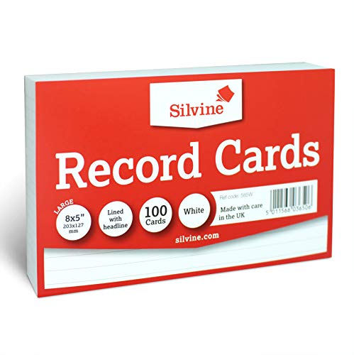 Silvine 203 x 127 mm weiß liniert Record Karte von Silvine