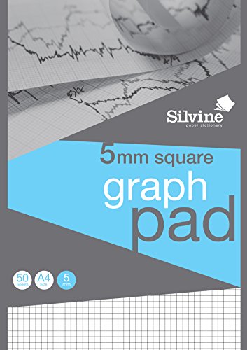 Silvine Professioneller Grafikblock, A4, 50 Blatt, 90 g/m², 5 mm kariert, Ref A4GPX von Silvine