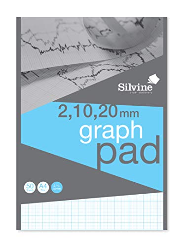 Sivine Graph Block, A4, 50 Blatt hochwertiges Papier 90 g/m² 2-10-20 mm A4 von Silvine