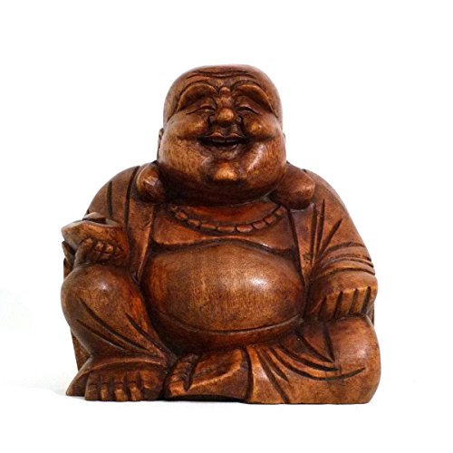 Simandra Happy Buddha Holz Figur Skulptur Abstrakt Holzfigur Statue Afrika Asia Glücksbringer Handarbeit Deko Größe 11 cm von Simandra