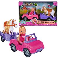 Simba Jeep Pferdeanhänger mit Pony Evi LOVE Puppe von Simba