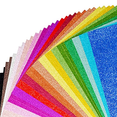 Glitzer-Kartonpapier, 40 Blatt, 20 Farben, farbiger Karton für Cricut, Premium-Glitzerpapier zum Basteln, A4-Glitzer-Karton für DIY-Projekte, glitzerndes Papier für Kartenherstellung, 250 g/m² von Simetufy