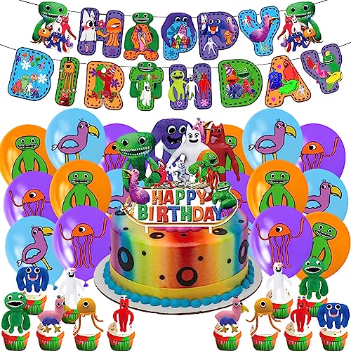 Ban Geburtstag Deko,32PCS Ban Geburtstagsdeko Luftballons Ban Party Dekoration Ban Kuchendeko Cupcake Topper von Simmpu