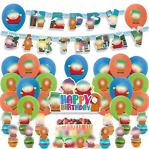 Cartoon Geburtstag Party Dekoration South Thema Party Dekoration South Geburtstag Party Set mit Banner Latex Ballons Cake Toppers South Party Zubehör für Kinder Geburtstag von Simmpu