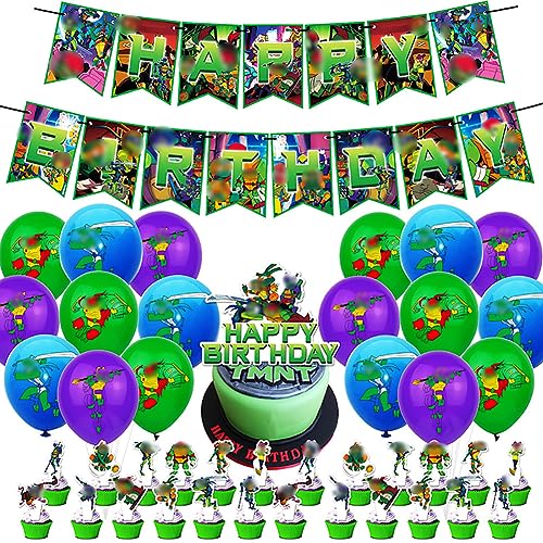 Simmpu 44PCS Ninja Geburtstag Deko,Ninja Geburtstagsdeko Luftballons Ninja Party Dekoration Ninja Kuchendeko Cupcake Topper von Simmpu