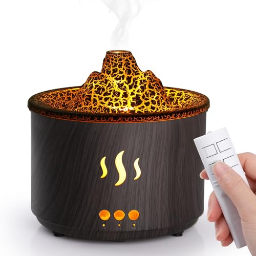 Simpeak 400ml Aroma Diffuser für Duftöle, Ultraschall Raum Diffuser Holz für ätherische Öle mit LED-Licht, Aromatherapie Düfte Luftbefeuchter mit Fernbedienung für Wohnzimmer Büro Spa, Dunkelbraun von Simpeak