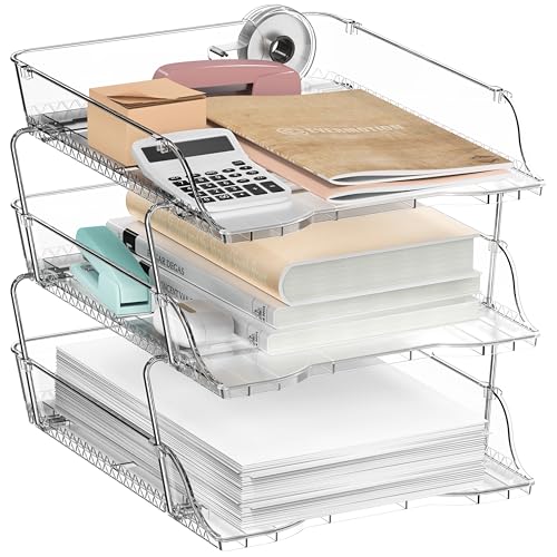 Simple Houseware Dokumenten-Briefablage mit 3 Ebenen, Papier-Organizer für den Schreibtisch, transparent von Simple Houseware