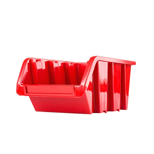 SimpleThing 50 Stück Stapelboxen Größe 120 x 195 x 90 mm Farbe Rot | Werkstatt Wandregal Sortierbox Stapelkiste von SimpleThing